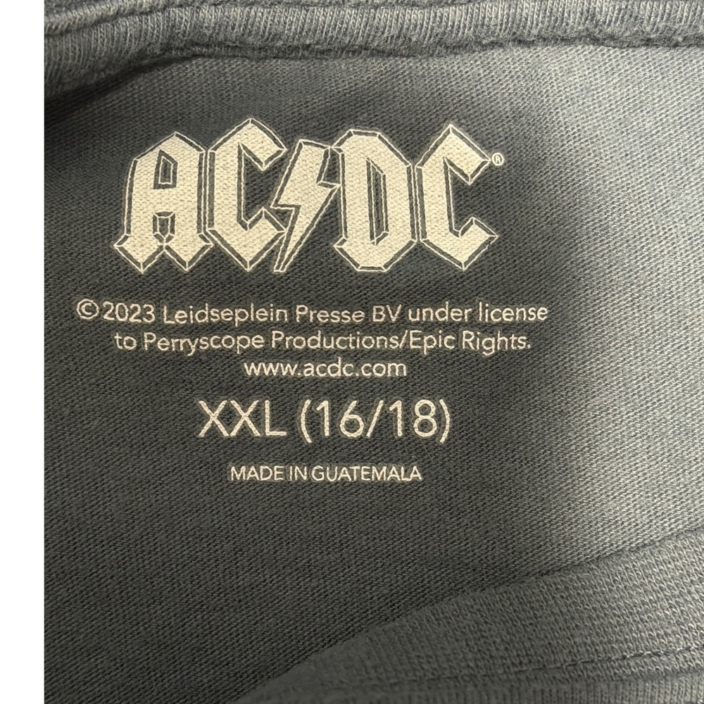 ACDC 2000/01 World Tour Graphic T-Shirt Gray XXL 16/18 Kids Boys Girls Band Tee - Picture 4 of 6